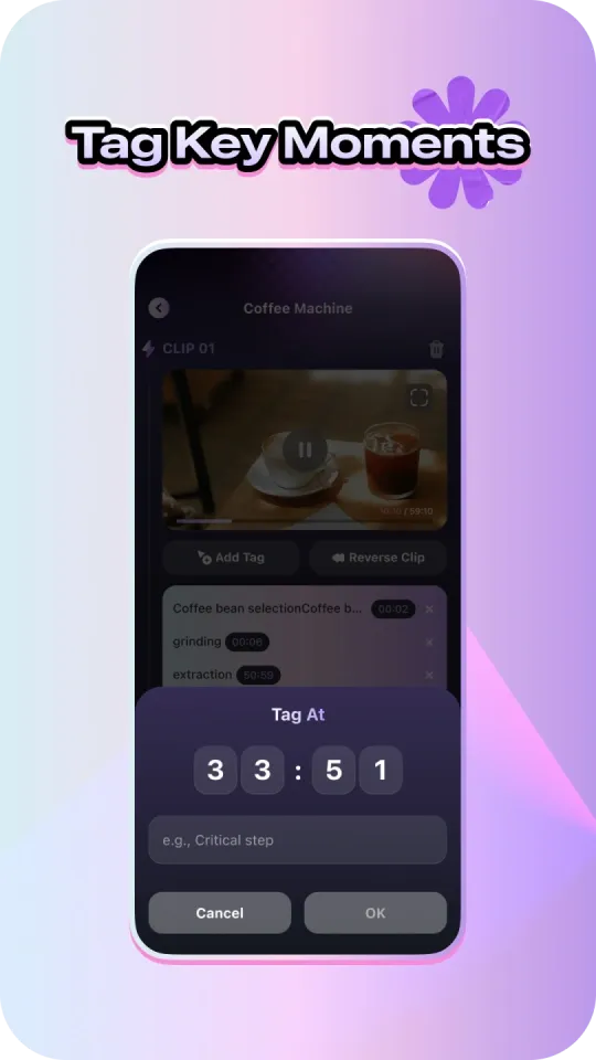 Tag key moments with frame accuracy