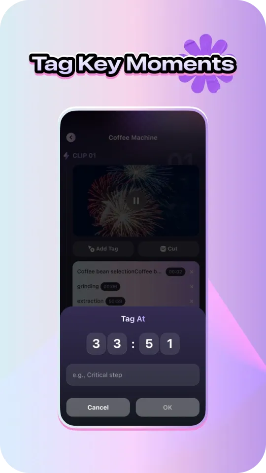 Tag key moments with frame accuracy